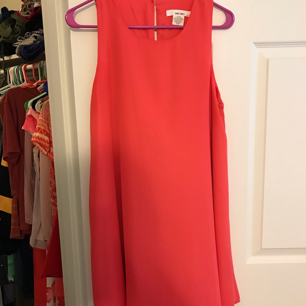 Coral Flowy Mini Dress - Picture 2 of 4